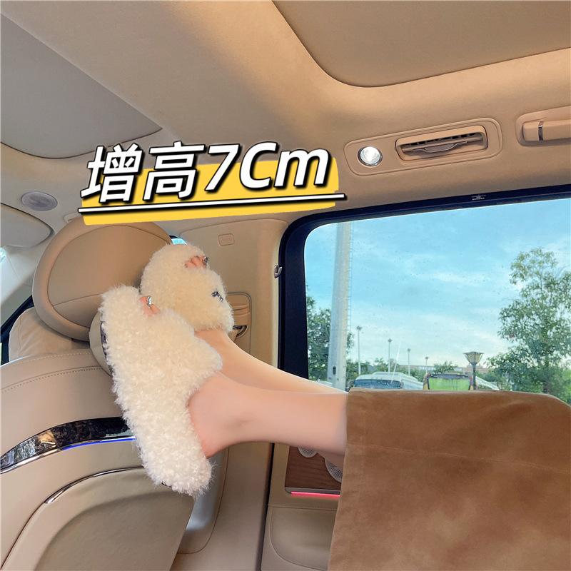 Korean version of fluffy cotton slippers women's 2025 autumn and winter new outer wear versatile temperament shoes high-end versatile slippers