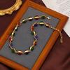 Medieval Vintage Retro Glazed Necklace Color Niche Design High Sense Female Court Temperament Collarbone Chain
