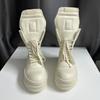 Thick Sole 7cm Flat Cowhide Euro Trainer  Handmade Rock High Street Zipper Quality Boots