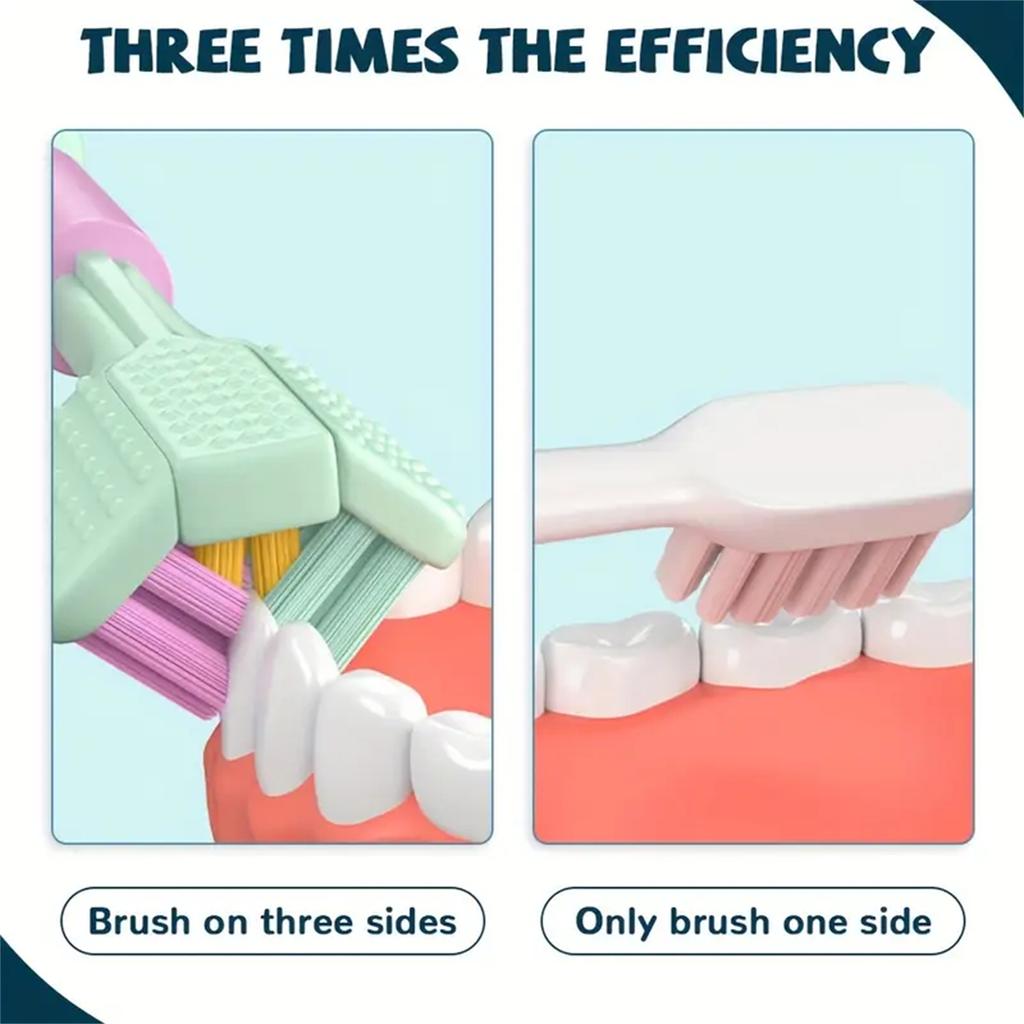 4pcs Soft Bristle 3-sided Toothbrush Gentle Clean Adult Teeth Brush for Complete Gum Care Autism Sensory Design Oral Health Tool