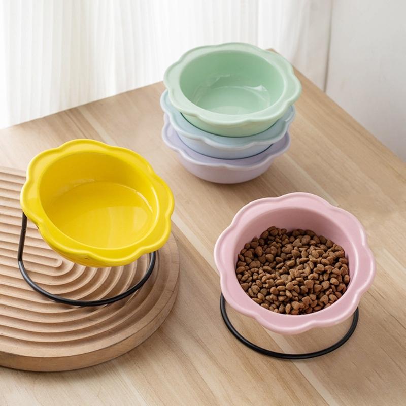 Ceramic Cats Water And Food Dish Bowl Nonslip Feeder Bowl For Pet Kitten Watering Feeding Tool Home Use