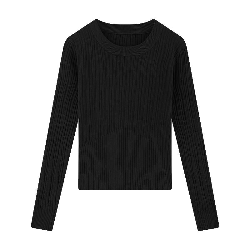 Korean-Style Low-Neck Knit Sweater: Elegant Women's Base Layer for Autumn/Winter 2023