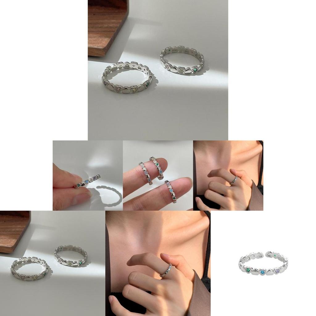 Trendiger Ins Style Herzring für Damen mit eleganten bunten Edelsteinen und verstellbarer Größe