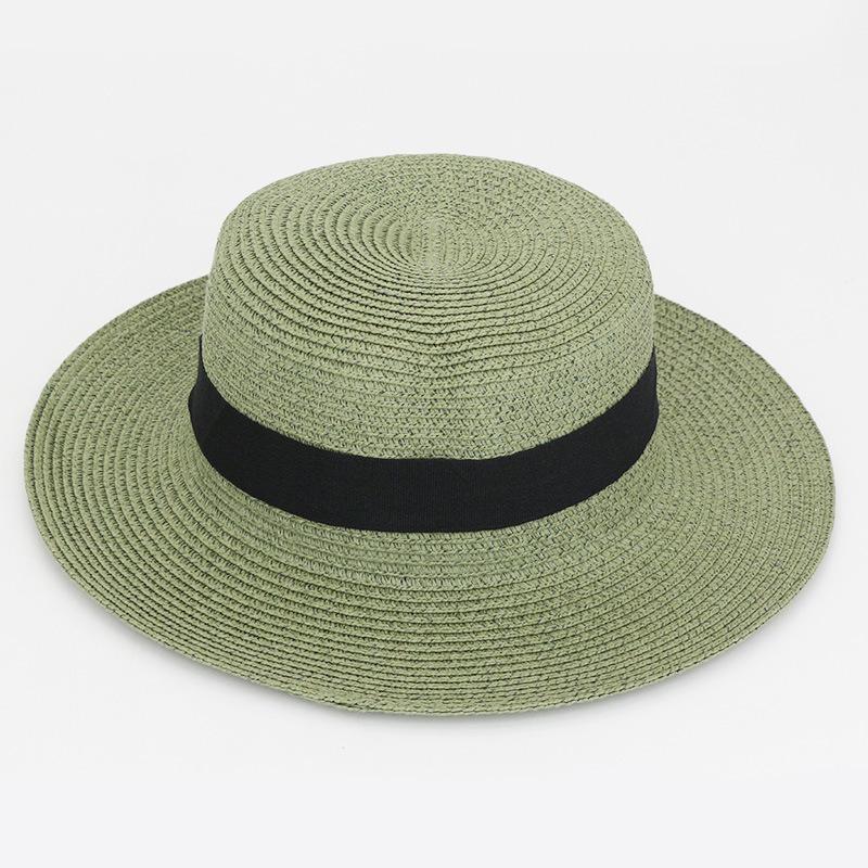 20 Color Square Buckle Round Straw Hat Summer Travel Sunshade Breathable Cap