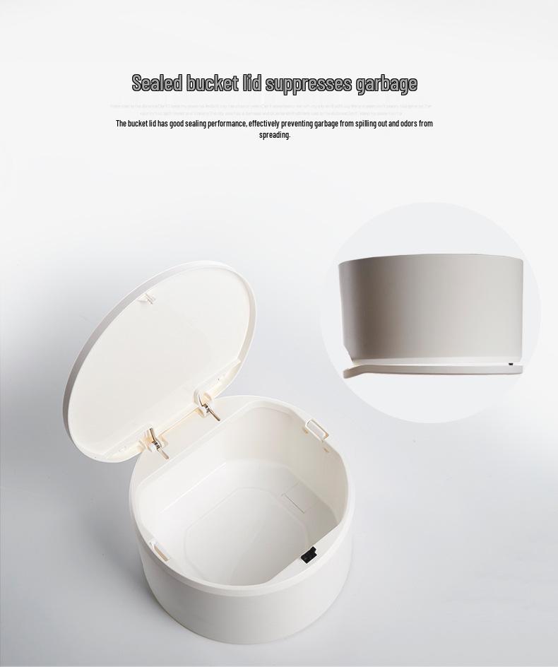 Nordic Mini Desktop Trash Can with Lid - Cute Press-Type Waste Basket for Dining, Bedside, or Coffee Table