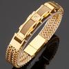 Luxury Gold Plated Bracelet for Men 12MM Wide Stainless Steel Square Franco Link Chain Men's Wrist Bracelets With Magnet Clasp