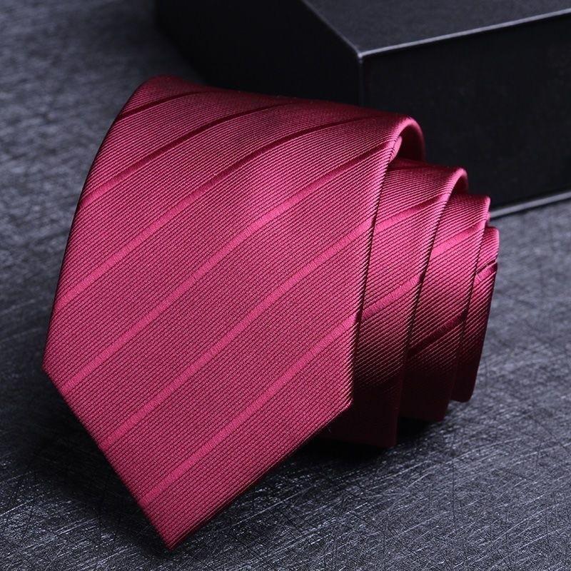 Polyester Striped Tie For Men Business Formal Wear With Zipper Closure For Office And Wedding