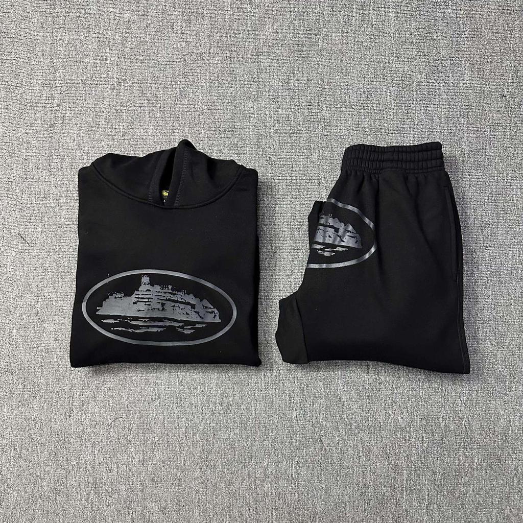 Alcatraz Ship Black Print Hip Hop Hoodie & Seven-Color Sweatpants Set