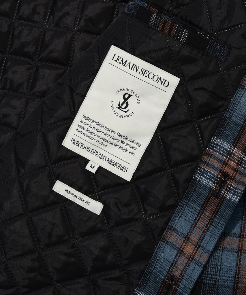 Lemain Second Oversized Flannel Pocket Check Hooded Jacket [Indie Blue]