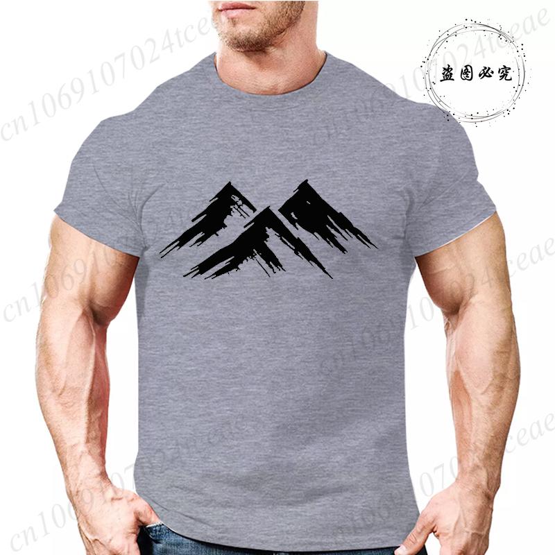 Mens Summer Casual Minimalist Mountain Print Short Sleeve TShirt Graphic Tees for Men Women Summer Tops Oversized Vintage Tees