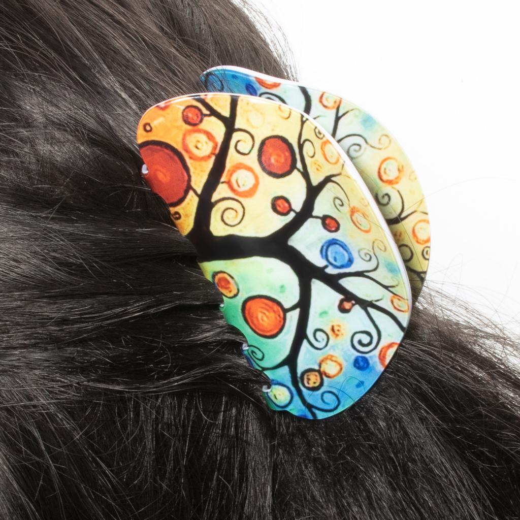 1pc Half Circle Countryside Scenery Clip, New Product, Medium Size Hair Clip, Night Hair Accessory, Hair Clip