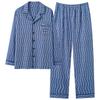 Men's 100% Cotton Striped Long Sleeve Pajamas - Trendy Korean Style for Spring