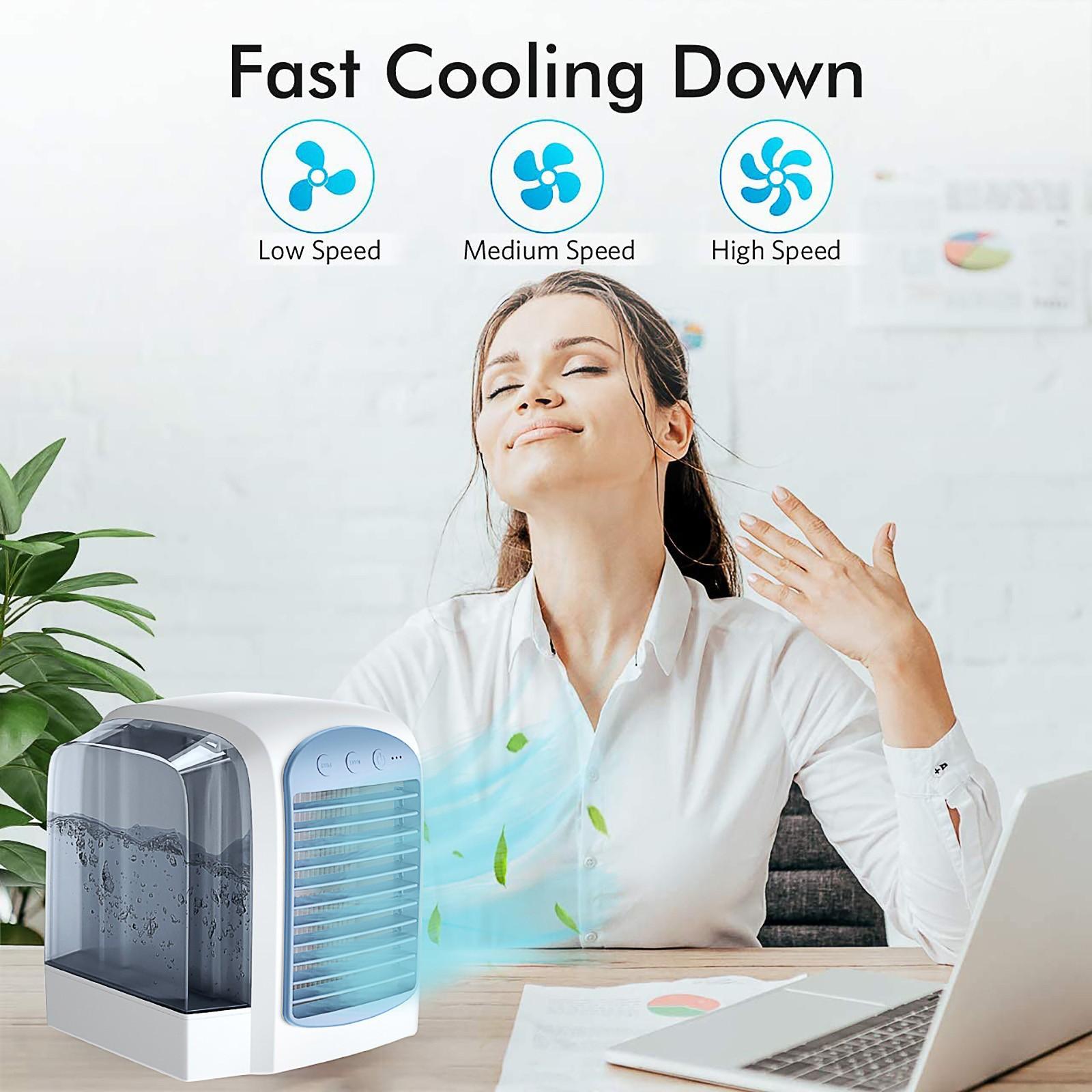 

Desktop Water Fan Silent Humidification Summer Instrument Portable Dormitory Home Small Conditioner One Size синий