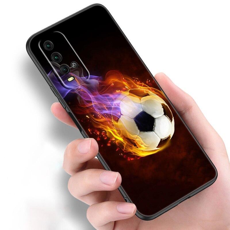 Ogień Piłka nożna Piłka nożna Silikonowe etui na telefon do Xiaomi Redmi Note 11 10 9 8 Pro 11T 10T 10S 9S 8T 9 9A 9C 9T Czarne etui Coque