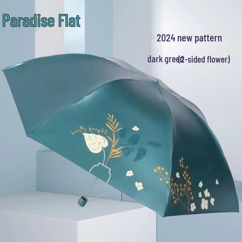 Paradise Snow Moon Flower UV Protection 3-Fold Sun and Rain Umbrella