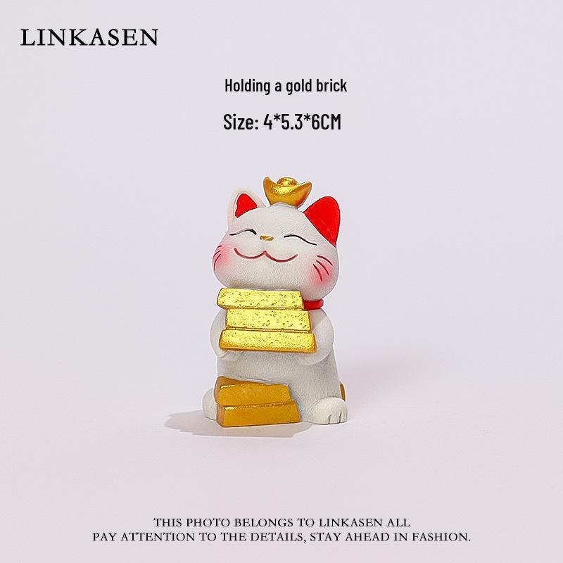 Cute Cartoon Lucky Cat Resin Ornament - 2025 Creative Office & Desktop Decor