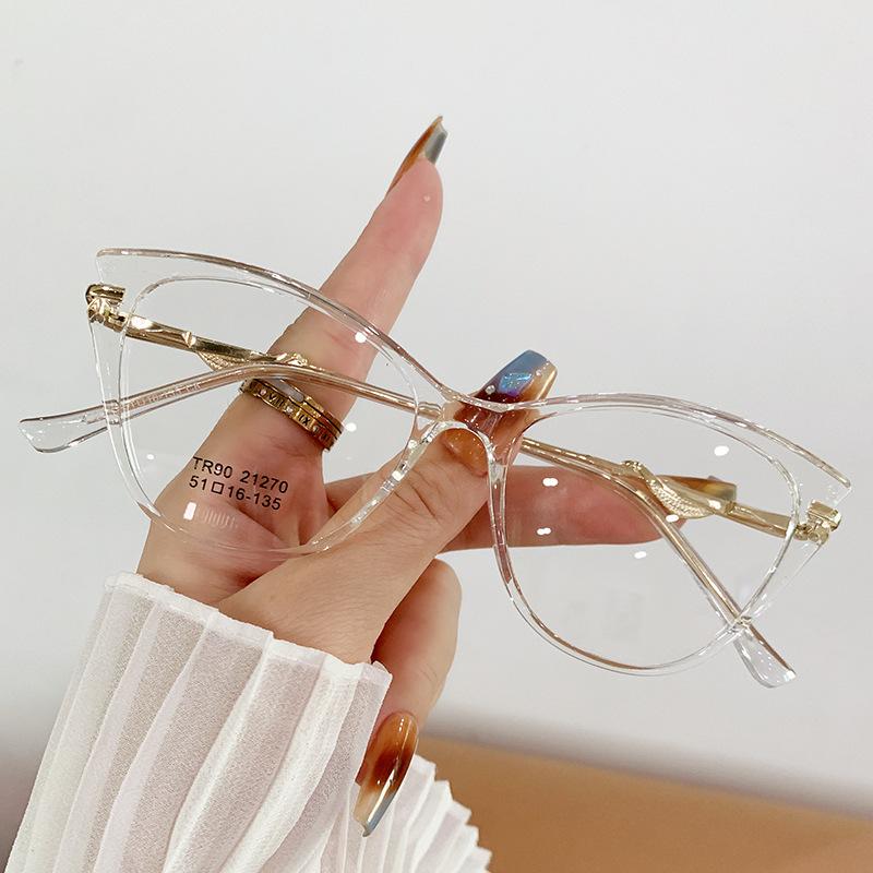 Ultra Light TR90 Frame Eyeglasses for Women Anti Blue Light Glasses Fashion Printed Cat Eye Reading Glasses Compute Goggles