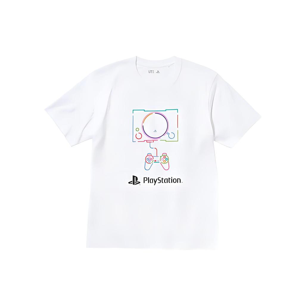 UNIQLO Loose Fit Round Neck Short Sleeve T-Shirt With Cartoon Graphic Print Unisex Tops White 455803-00
