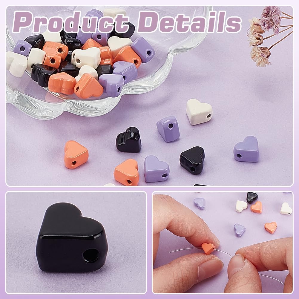 PH PandaHall Metal Heart Beads 40pcs 4 Colors Love Heart Spacer Beads Colorful Heart Charms Spacer Beads for Mother s Day Bracelet Necklace Jewelry