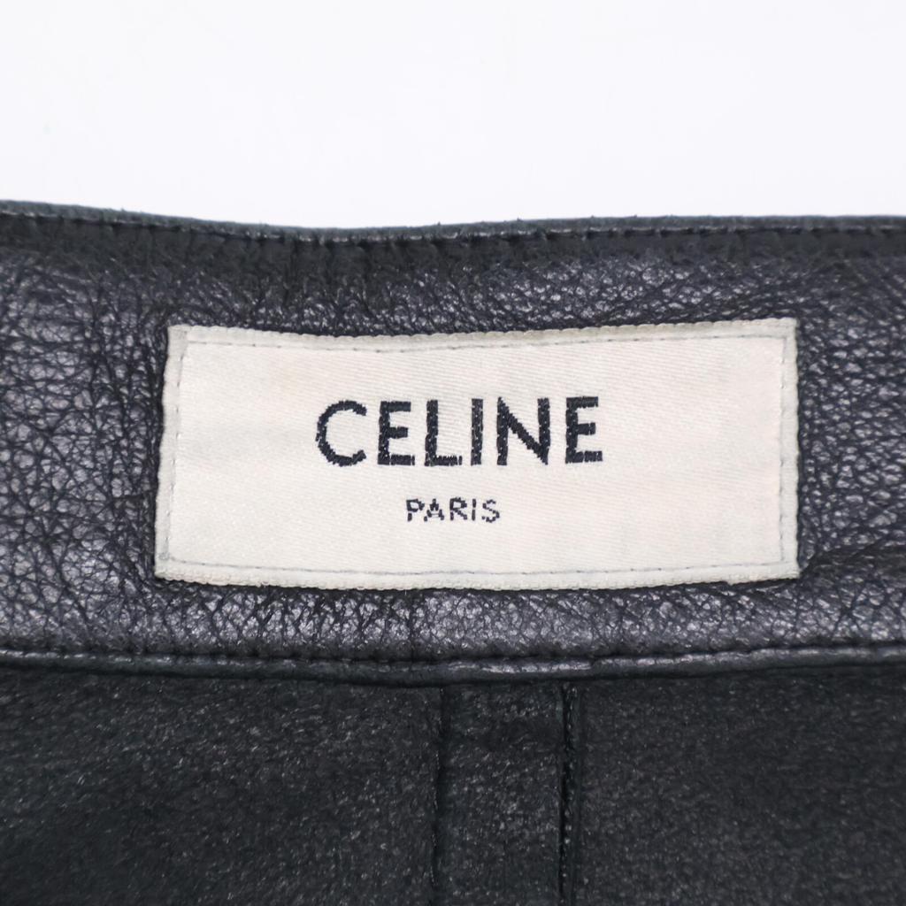Celine [Domestic Regular] 2G013978E Phoebe Period Lamb Leather Cropped Wide Pants/ Bottoms 36 blackUsed