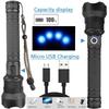 XHP90/XHP70 LED Tactical Flashlight USB Rechargeable Zoomable 5Modes Torch Light Use 26650 Battery Waterproof Handlamp