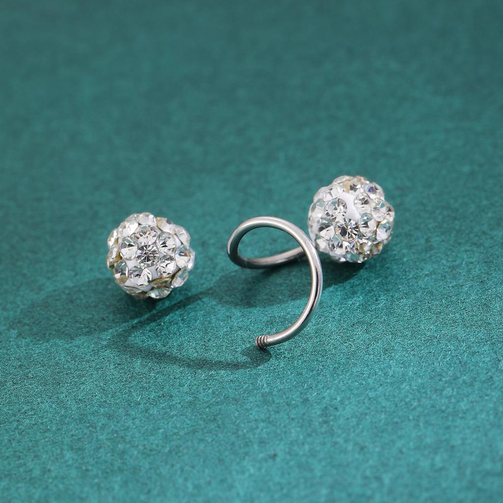 Super flash round bead spring screw stud earrings for women's new design sense niche unique high-end fashion earrings for women