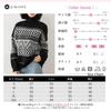 Fair Isle Pattern Jacquard Knit Long Sleeve Sweater Top Warm Fluffy Sleeves [J.SCOTT] Women's JS35-BK-L