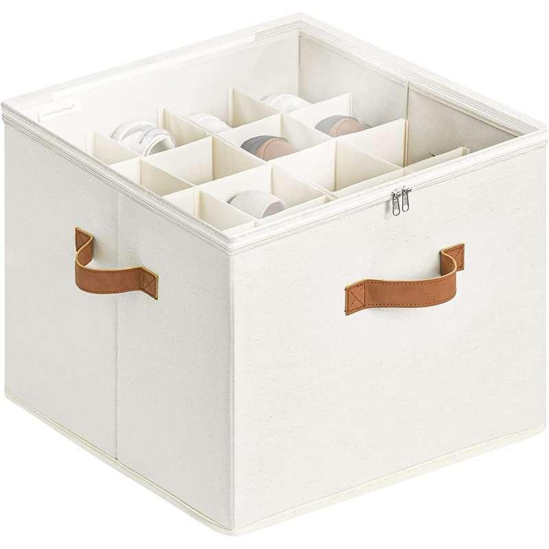 Foldable Shoe Organizer Fabric Shoe Hanger with Cover Adjustable Dividers for Shoe storage drawer Box Container Cube Box бежевый 5240₽
