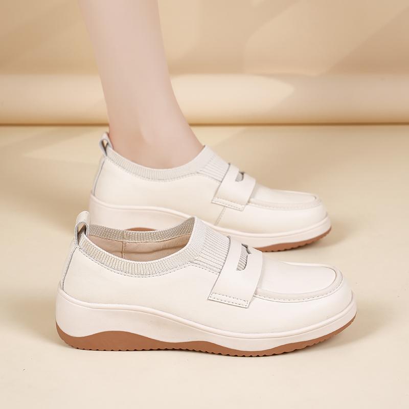 

Женские лоферы Кроссовки Увеличение роста Кожаная платформа Повседневные Толстая подошва Обувь на платформе EU:41 бежевый