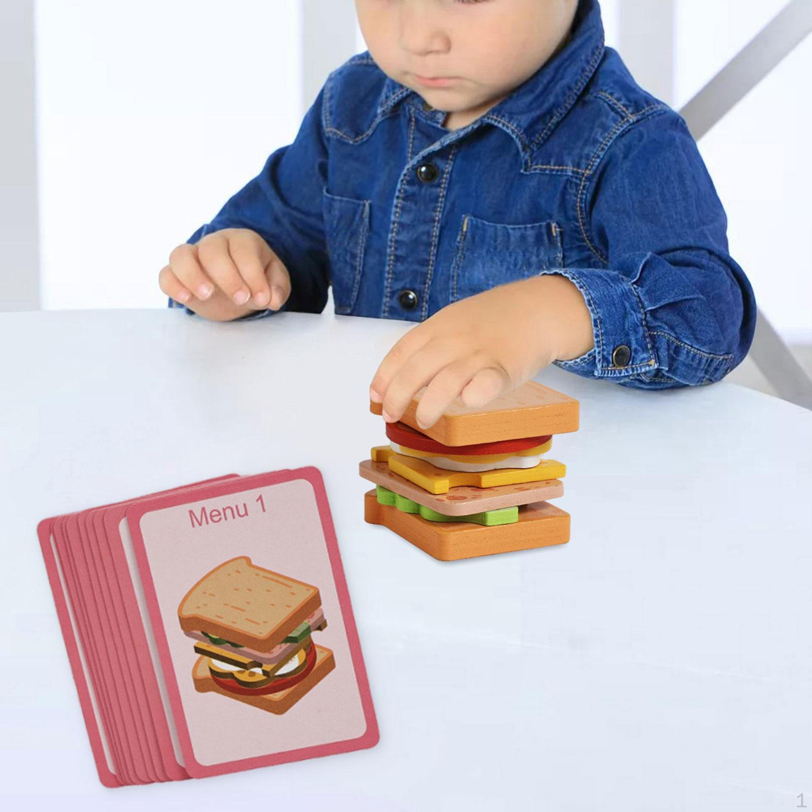 Sandwich Stacking Toy Set Wooden Pretend Play Develops Fine Motor Skills Suitable for Sandwich