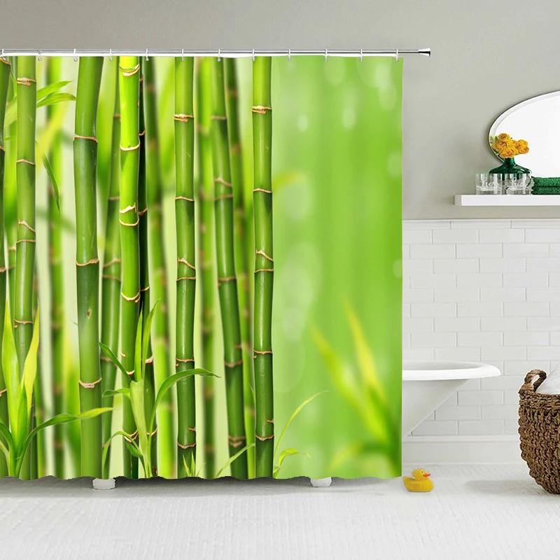 Modern Forest Shower Curtain Green Plant Tree Landscape Shower Curtain Bathroom Waterproof Bathroom Decor Cortina De La Ducha