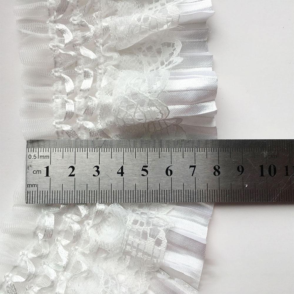 8cm Wide White Pleated Chiffon Fold Lace Embroidered Ribbons Trim For Sewing Diy Crafts Curtains Garment Dress Hem Decoration