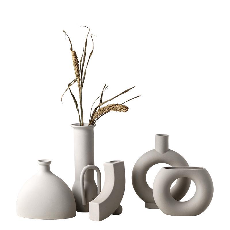 Minimalist Wabi-Sabi Ceramic Vase - Modern Abstract Art Design for Home Decor