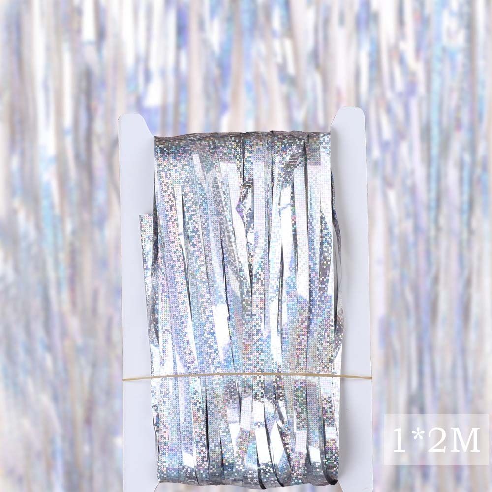Foil Laser Christmas Wedding Prom Birthday Party Tassels Door Curtain Foil Curtain Rainwire Curtain