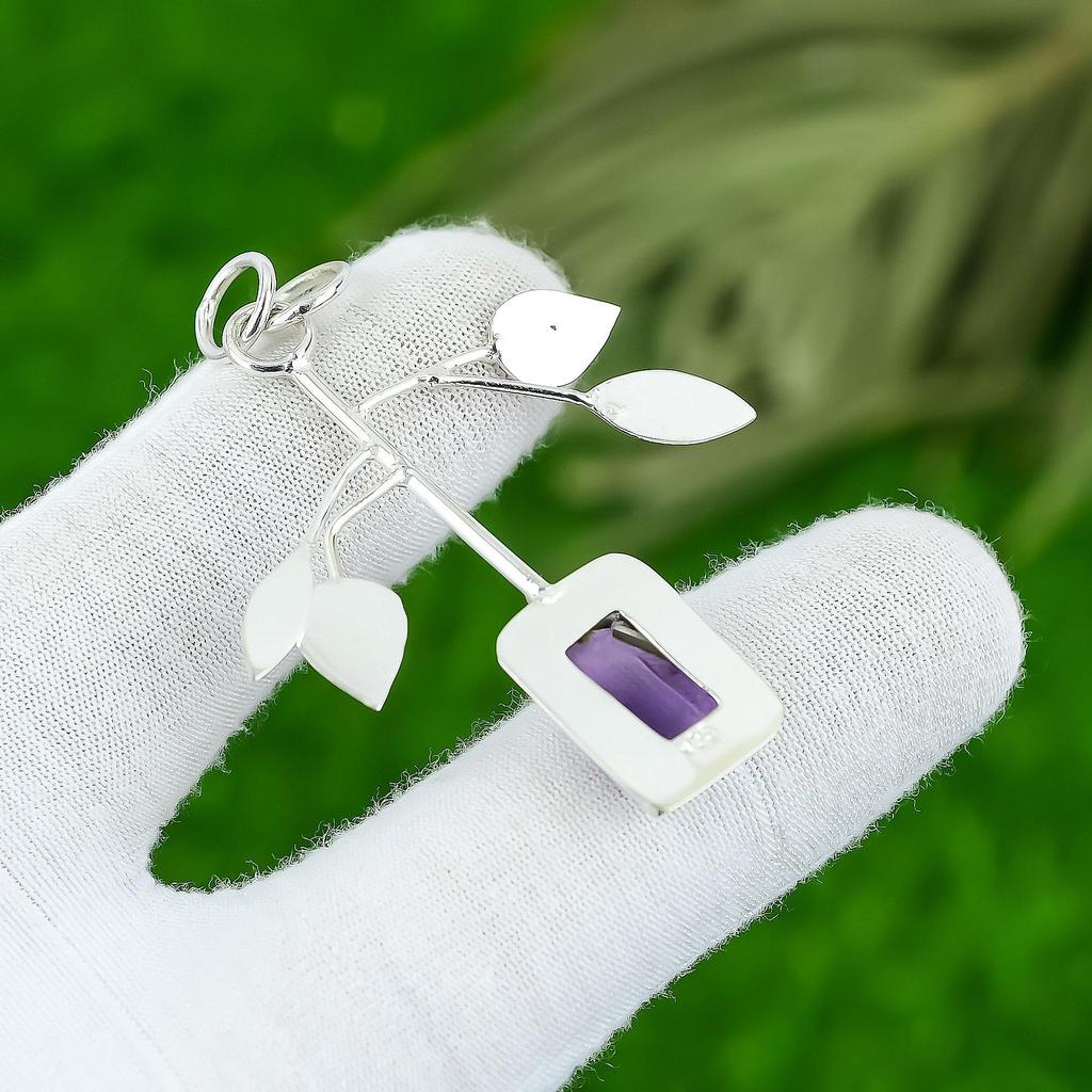 Natural Star Amethyst Gemstone Pendant 925 Sterling Silver Indian Jewelry