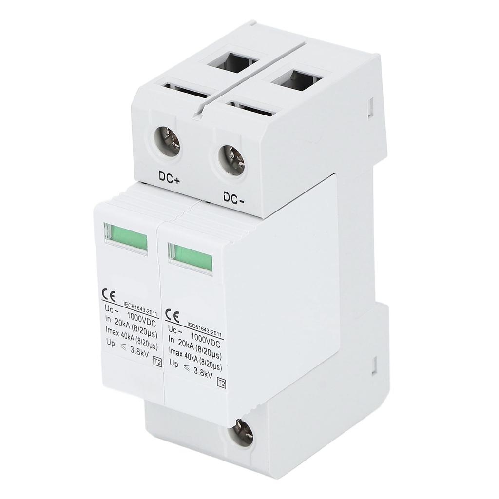 DC 1000V 40KA Surge Protector Arrester Protective Device for Photovoltaic Power System White 2P