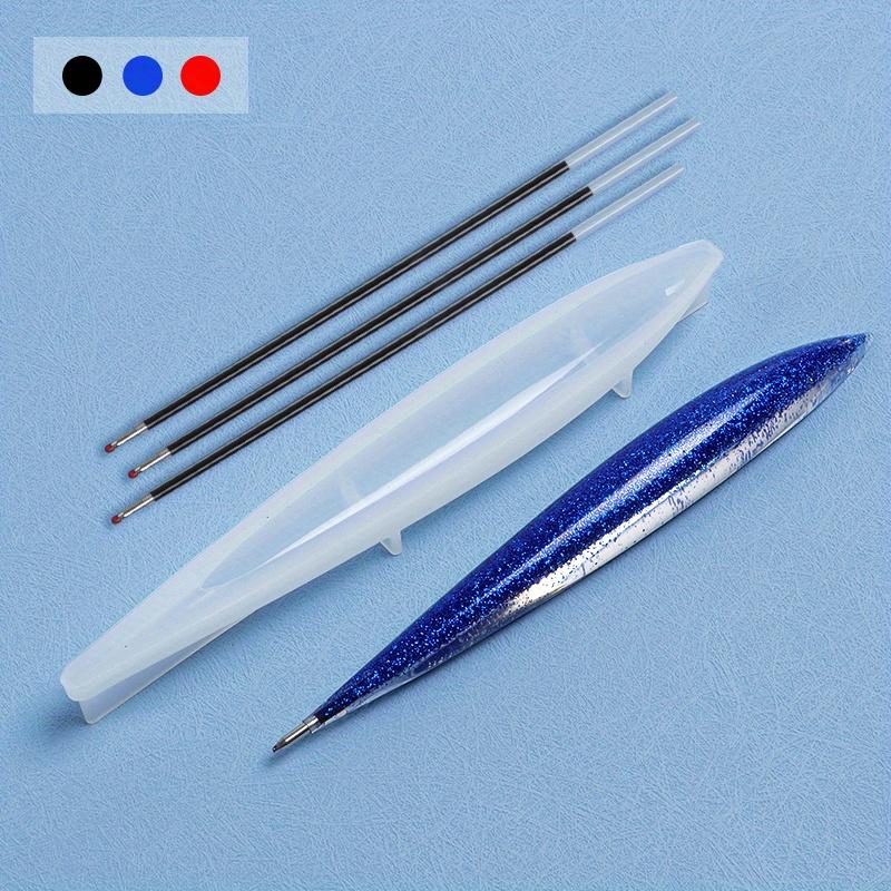 1set Including 3pcs Handmade Pen Silicone Mold DIY Epoxy Resin Pen Holder Resin Casting Mold Transparent Ballpoint