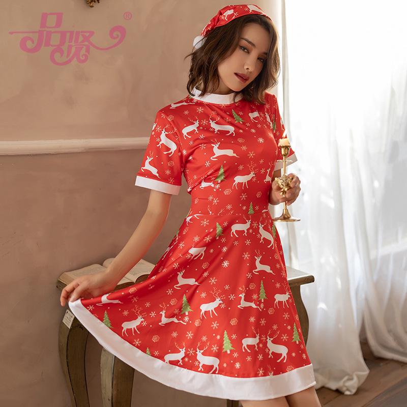 

Good Virtue Women s Sexy Christmas Pajamas - Cute, Erotic, See-Through Nightdress Set #2214 One Size