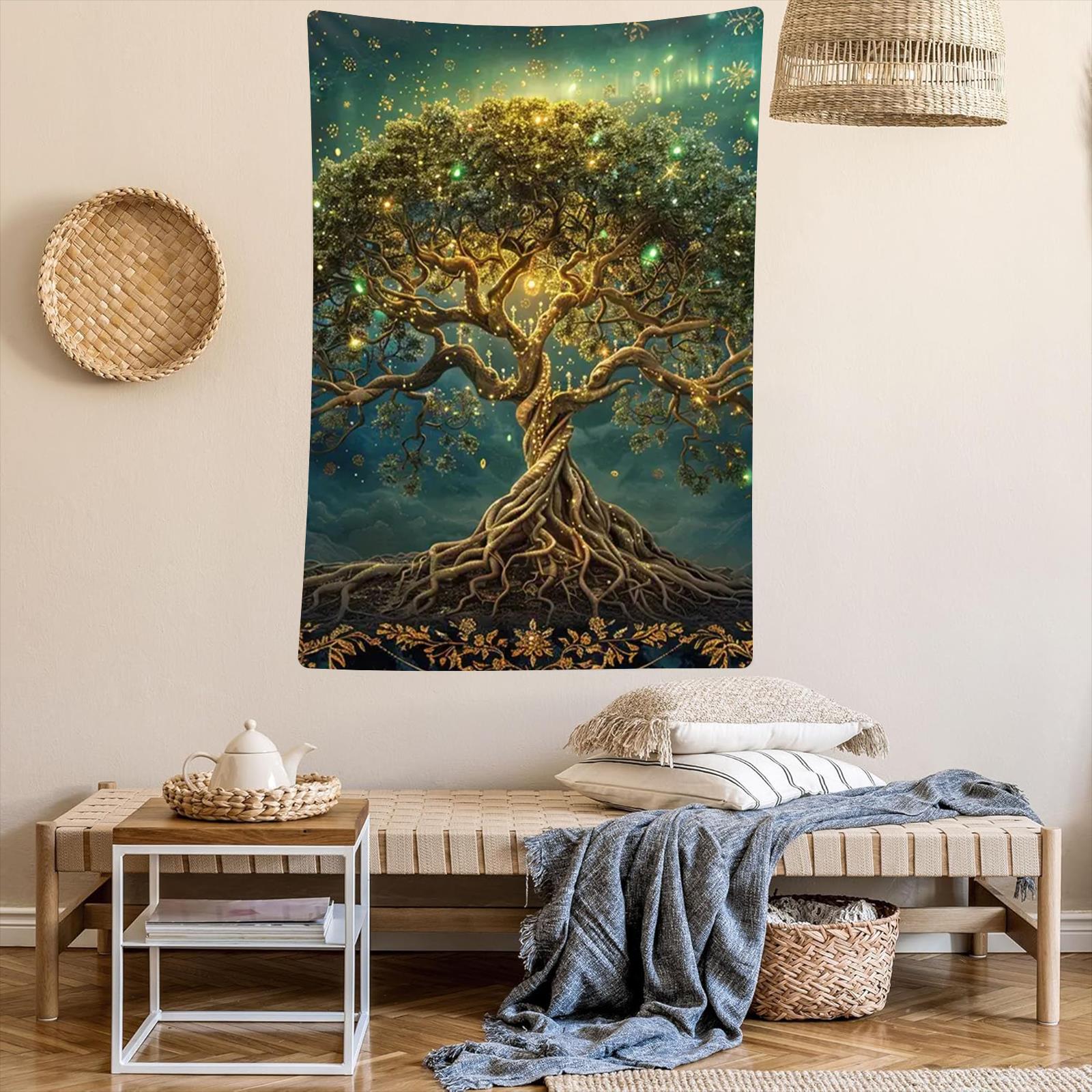 

Гобелен Древо Жизни Настенный Природный Пейзаж Хиппи Тапиз Психоделическая Эстетика Ведьмовства Комната Домашний Декор 40x60cm