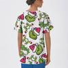 Women's Fashion Printed Short Sleeve V Neck Pattern Tops Pocket Working T-shirts
