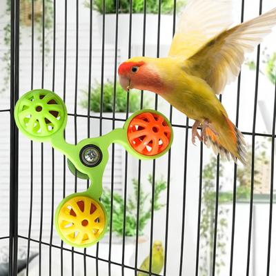 Jouets perroquet amusants Jouet moulinet interactif rotatif avec clochettes Jouet cage à oiseaux pour perroquets pour stimulation divertissement jeu à mâcher