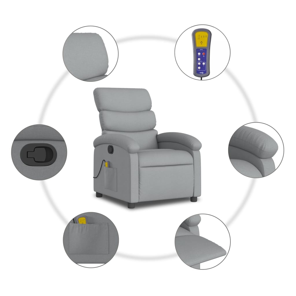Massage Relax Chair Light Gray Fabric