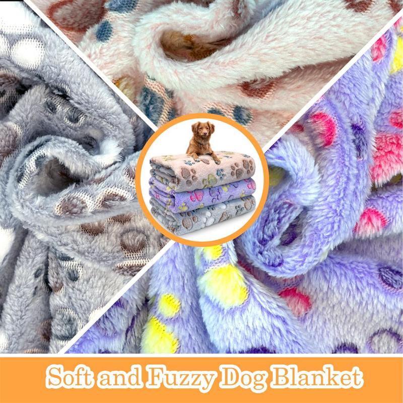 Pet Blanket Cute Dog Paw Print Blanket Pet Mat Warm Comfortable Blanket for Cat Dogs Soft Fluffy Pet Mat Flannel Dog Blanket