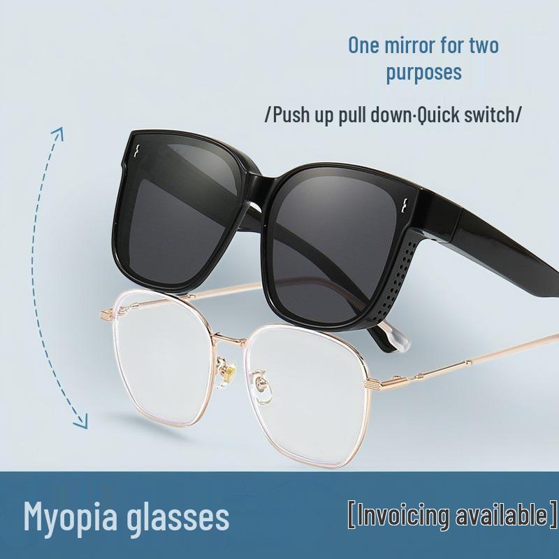 Polarized Clip-on Sunglasses for Men & Women - Wear Over Prescription Glasses, UV Protection, Trendy for Driving