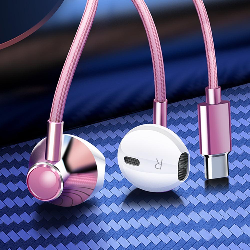 Type C&3.5mm Wired Headphones Noise Reduction In-ear Earphones Stereo Wired Earphones  Sports