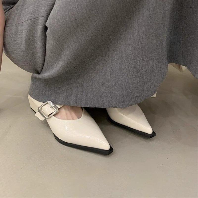 Pointed Mary Jane Single Shoes Women's Spring and Summer New Fashion Retro Light Mouth Thick Heel Small Leather Shoes