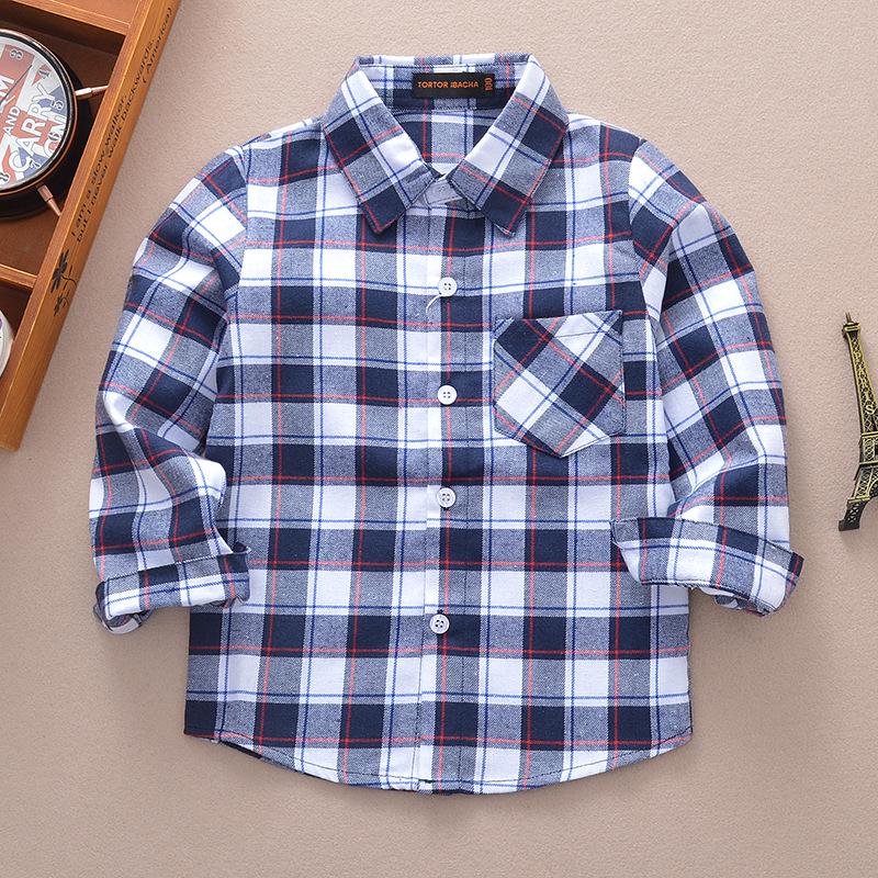 Spring 2025 Boys' Long Sleeve Plaid Korean Style Casual Shirt for Inner and Outer Wear