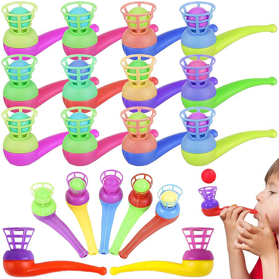 12pcs 10cm Floating Blowball Game Party Competition Mini Game Floating Blow Pipe Balls Creative Ball Games Party Small Gifts