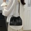 Women Chain Shoulder Bag Girly  Pu Crossbody Tote Bag Commuter Bucket Bag Casual Pleated Hobo Bag Satchel Sling Bag Gifts