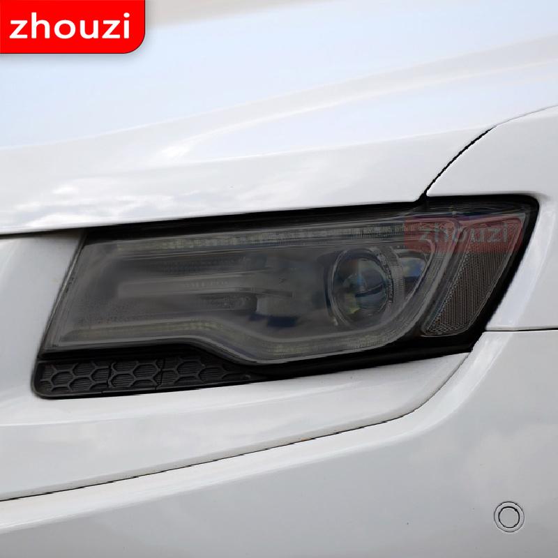 For Jeep Grand Cherokee WK2 2014- Car Headlight Tint Black Protective Film Protection Transparent TPU Sticker 2 Pcs
